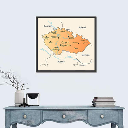 Czech Republic Topographic Map Wall Art