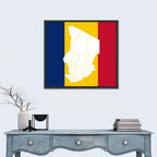 Chad Map with Tricolor Flag Wall Art