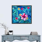 Summer Hibiscus and Frangipani Abstract Wall Art