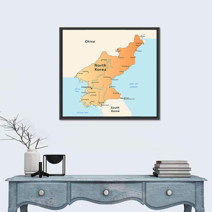 North Korea Political Map Wall Art
