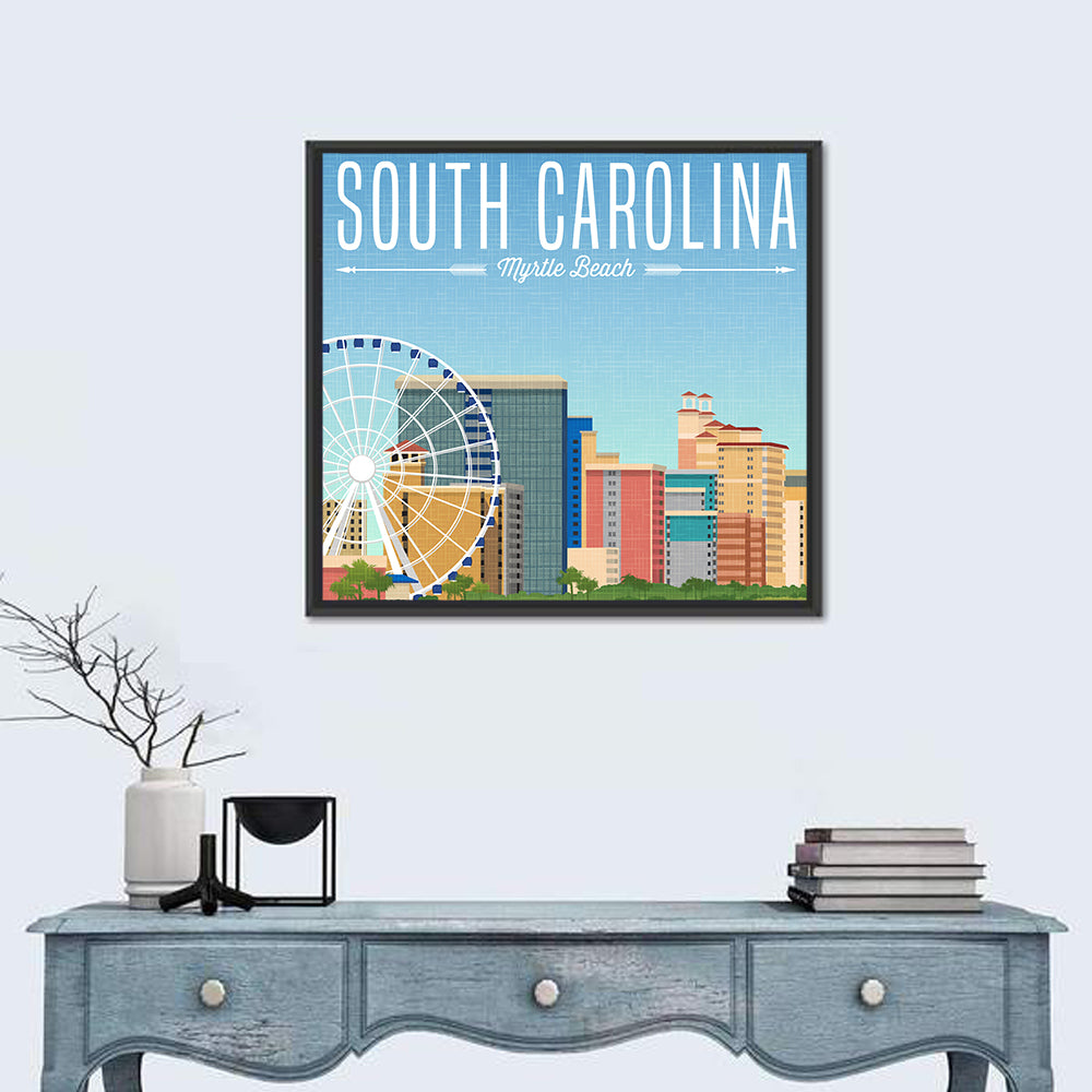 Myrtle Beach Travel Graphic Wall Art in a room, square