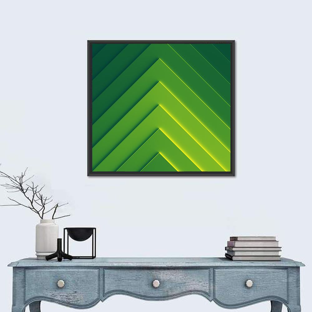 Green Chevron Geometric Abstract Wall Art