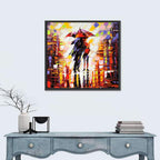 Couple Under Red Umbrella Wall Art