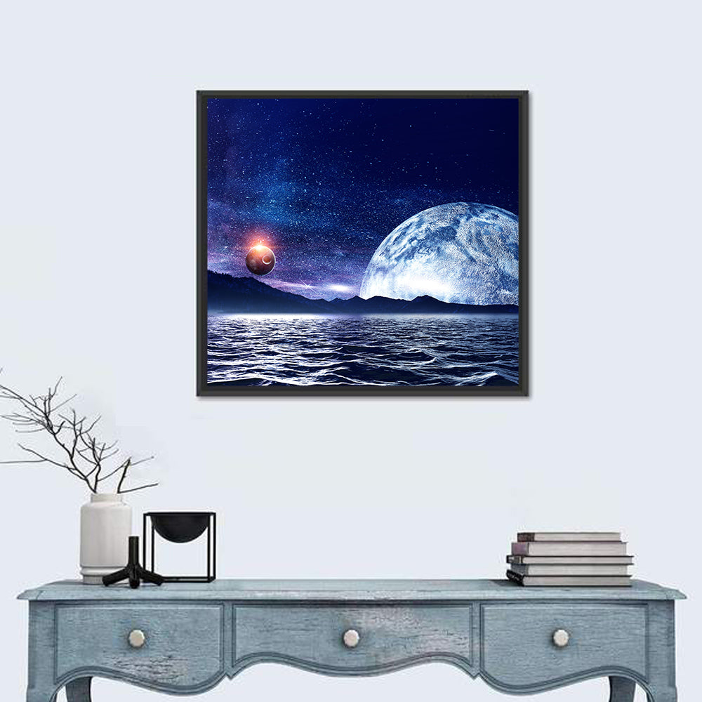 Hidden Moon Over Alien Sea Wall Art