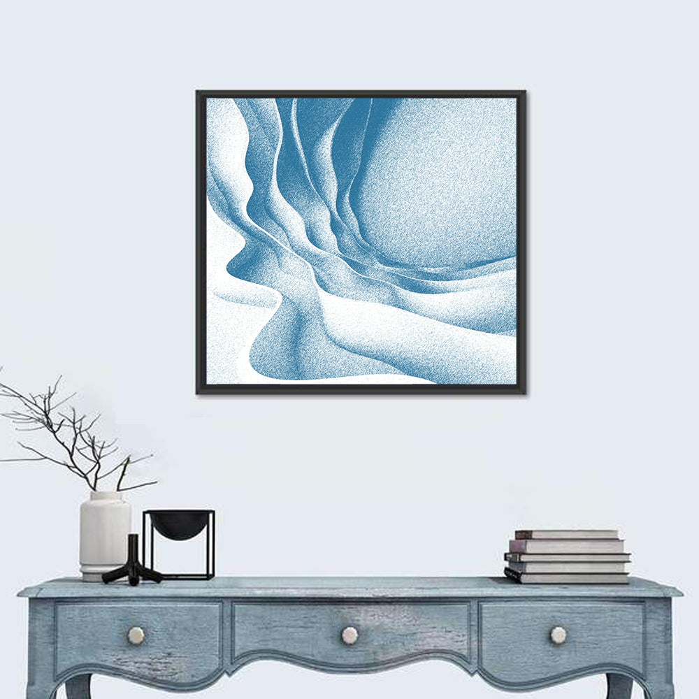 Blue Topographical Waves Wall Art in a room, square