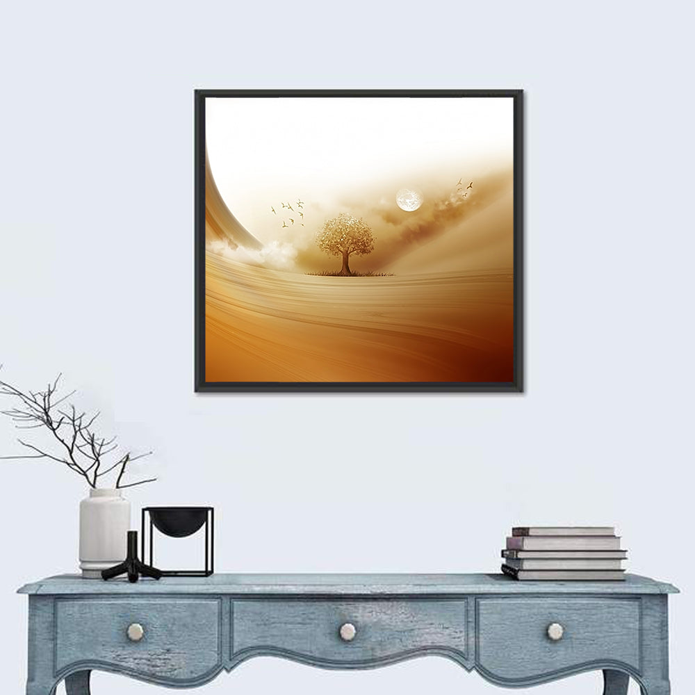 Moonlit Desert Tree Wall Art