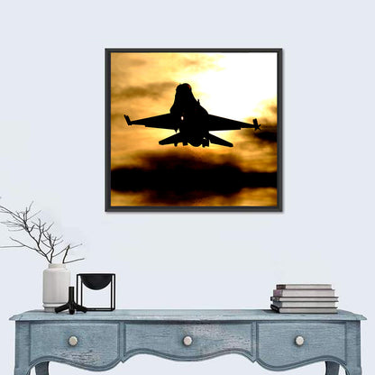 F-16 Landing at Golden Sunset Wall Art