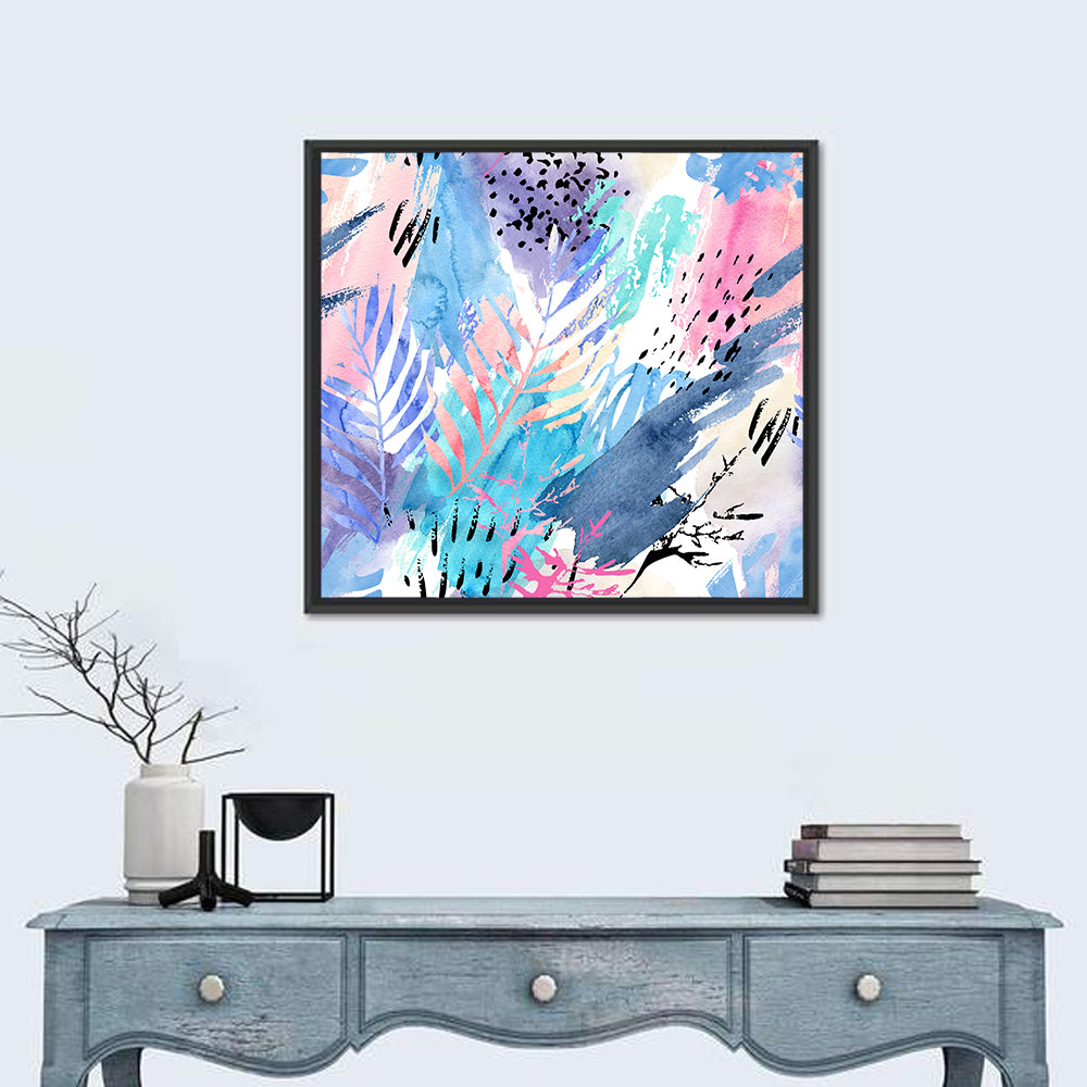 Palm Leaf Watercolor Collage Wall Art