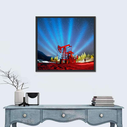 Starry Night Oil Pump Jack Wall Art