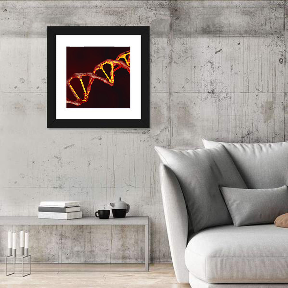 Red Dna Double Helix Wall Art