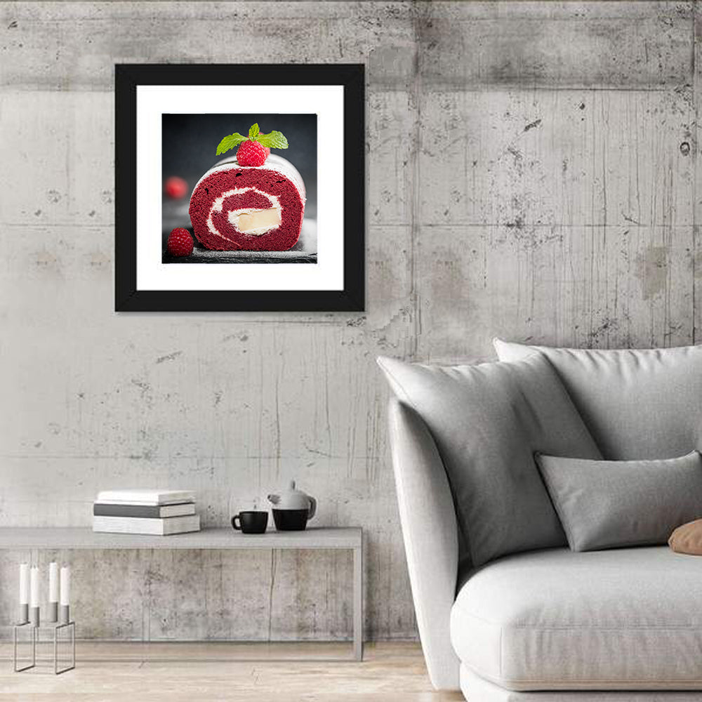 Raspberry Swiss Roll Cake Wall Art