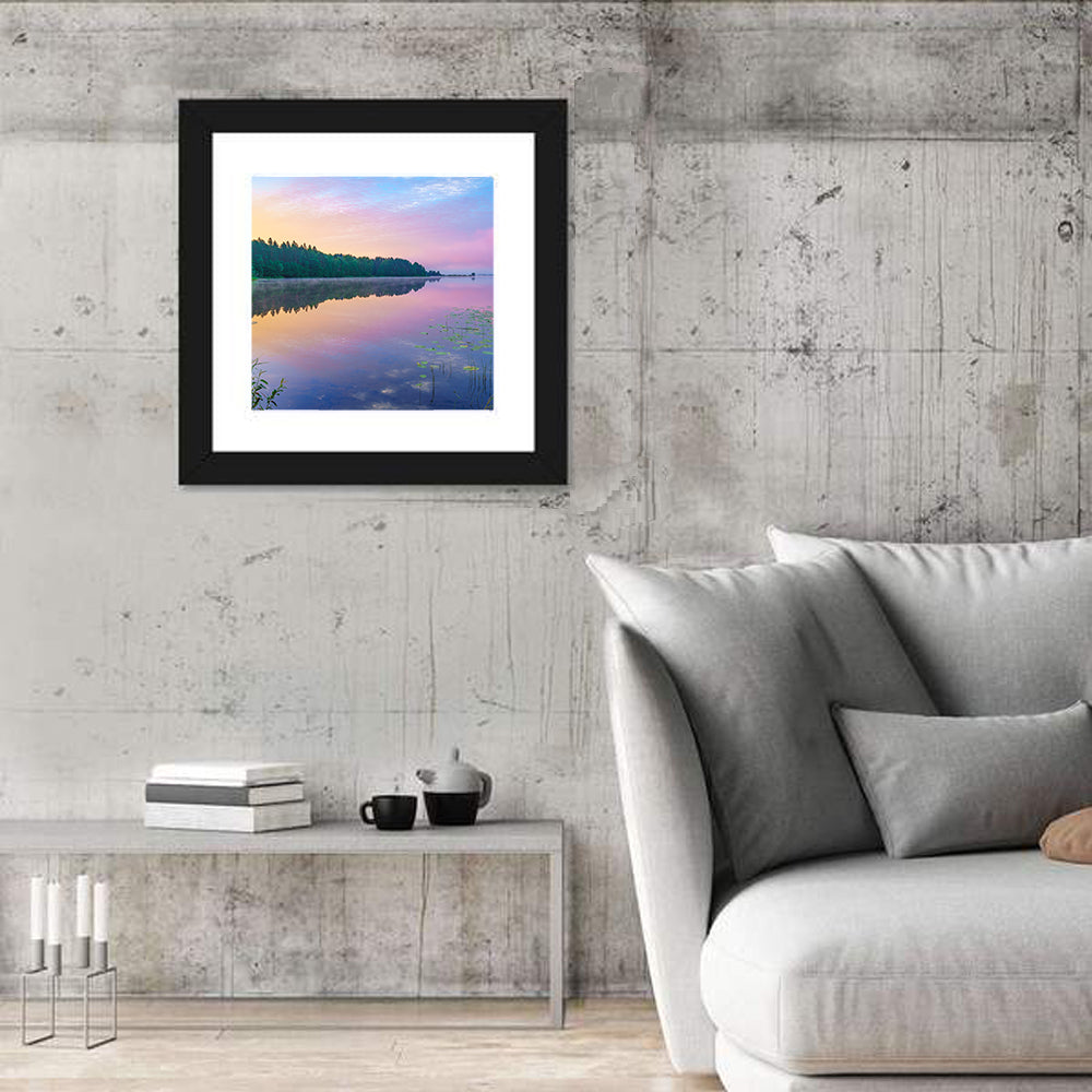 Sunrise Over Forest Lake Wall Art