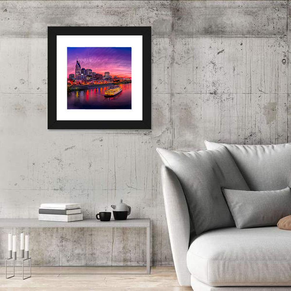 Nashville Riverfront Skyline at Dusk Wall Art