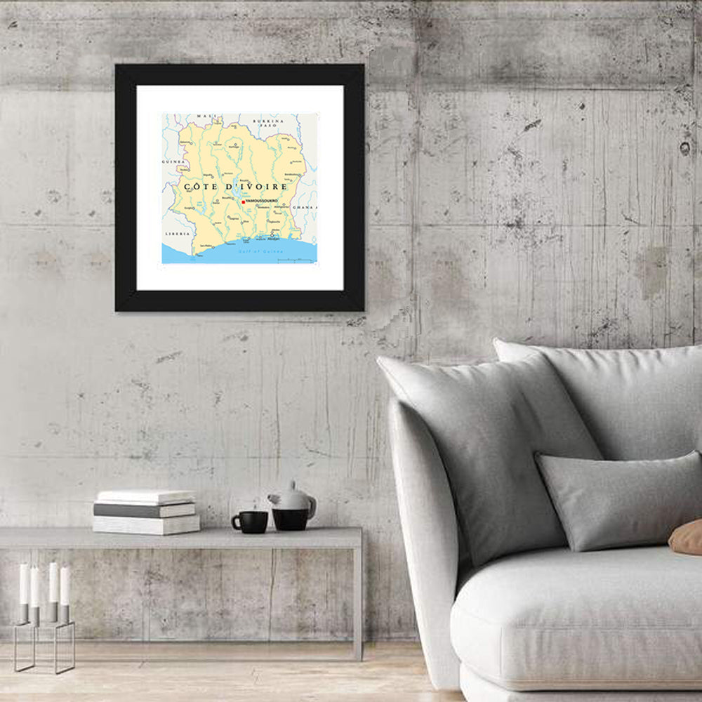 Côte D'ivoire Political Map Wall Art
