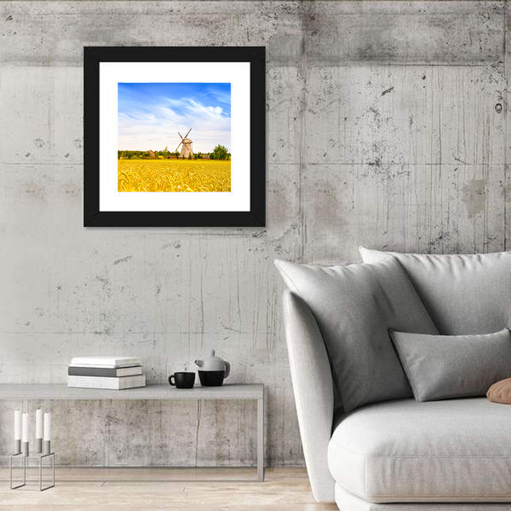 Dudutki Windmill in Golden Fields Wall Art