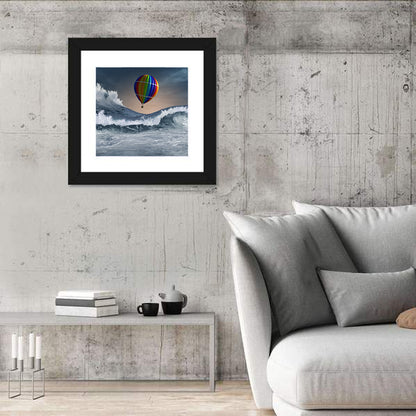 Hot Air Balloon Above Stormy Sea Wall Art