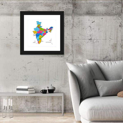 Detailed Map Of India Wall Art