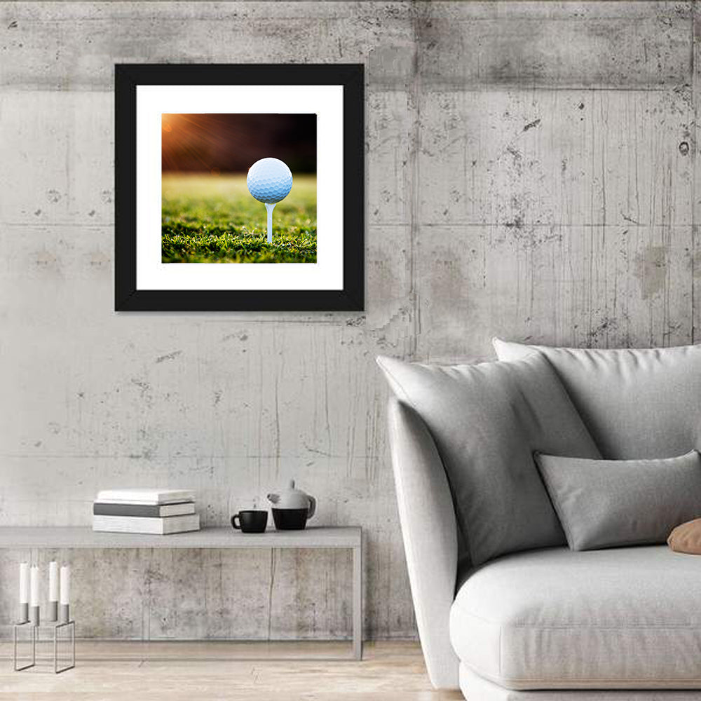 Golf Ball on Tee at Sunset Wall Art
