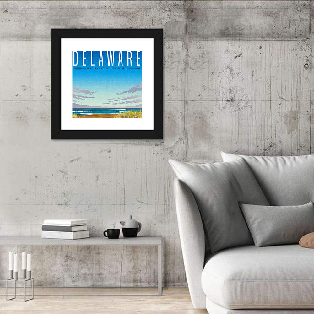 Fenwick Island Beach Scene Wall Art in a room, square