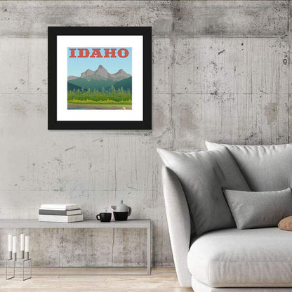 Vintage Idaho Travel Design Wall Art