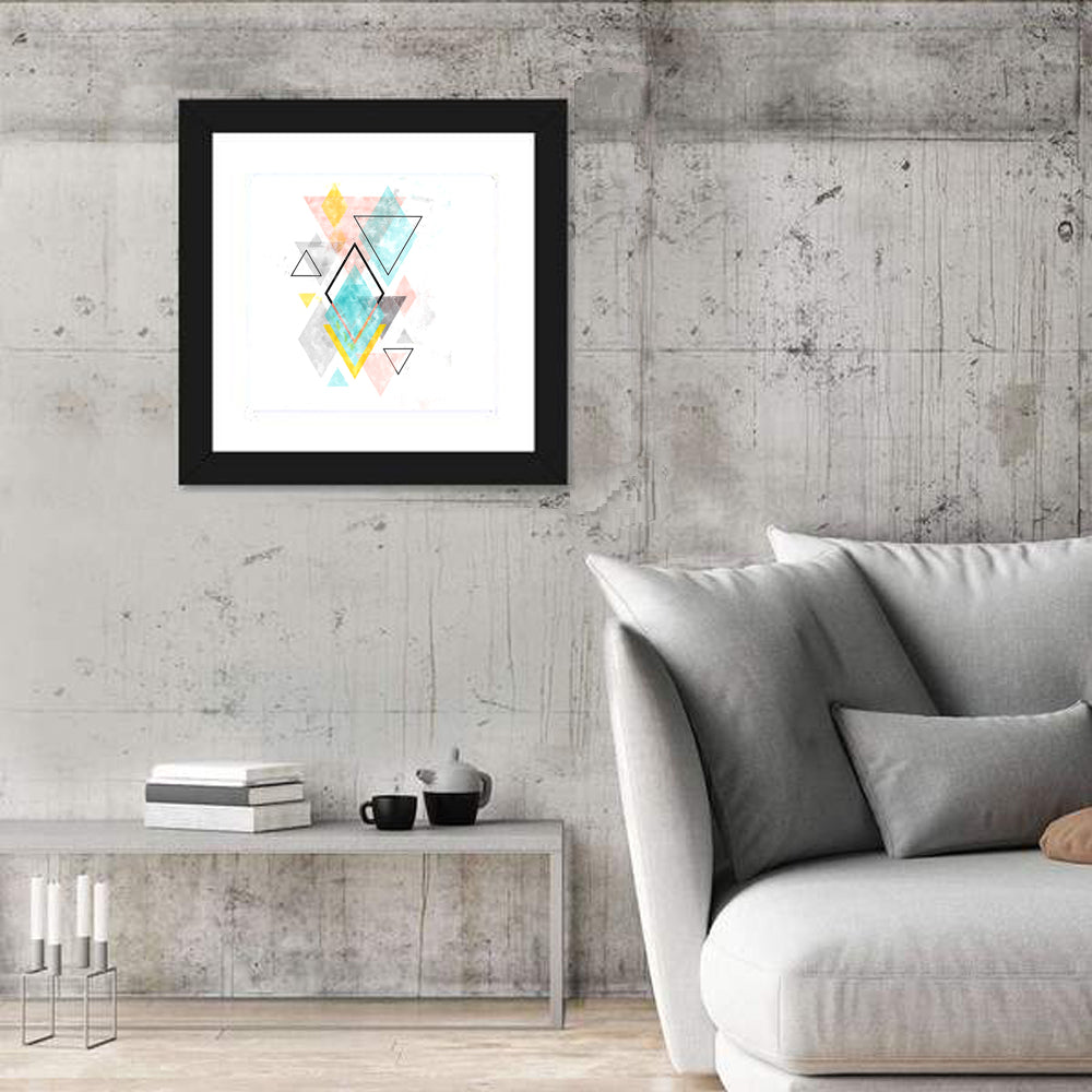 Scandinavian Diamond Geometry Wall Art in a room, square