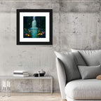 Moonlit Lotus Pond and Waterfall Wall Art