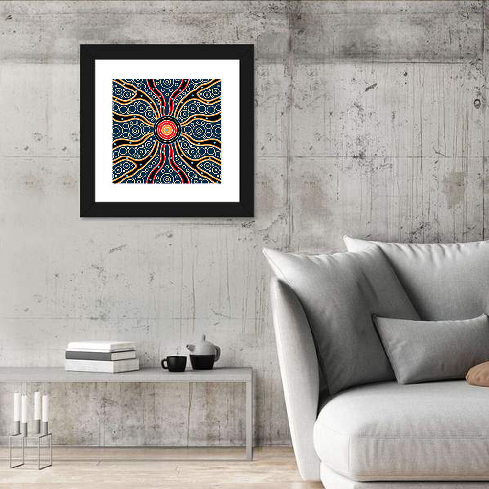 Concentric Dot Sunburst Illustration Wall Art