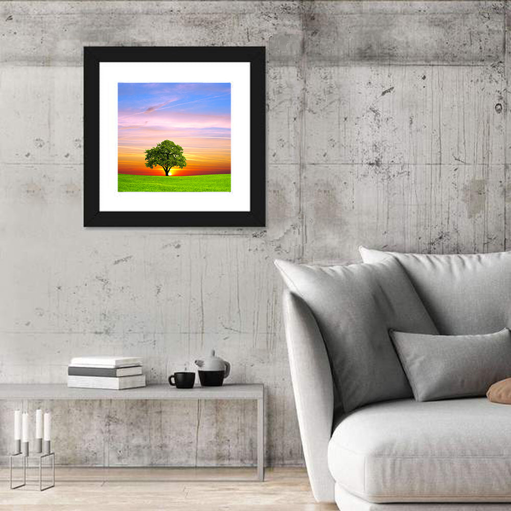 Lone Tree at Sunset Wall Art