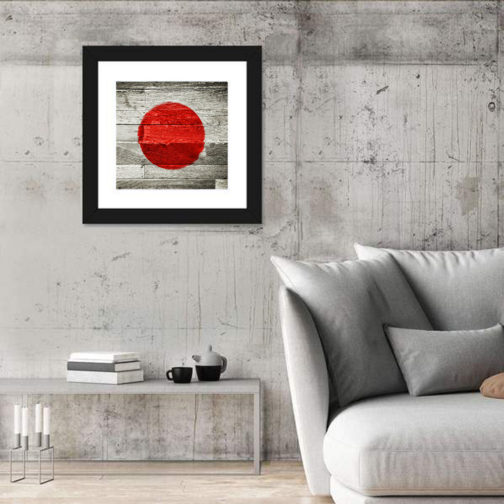 Japanese Flag on Distressed Wood Wall Art