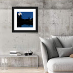 Moonlit Cabin on Mountain Lake Canvas Wall Art