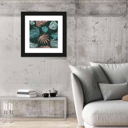 Stippled Tropical Leaves Illustration Wall Art
