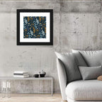 Navy Gold Wild Floral Pattern Wall Art
