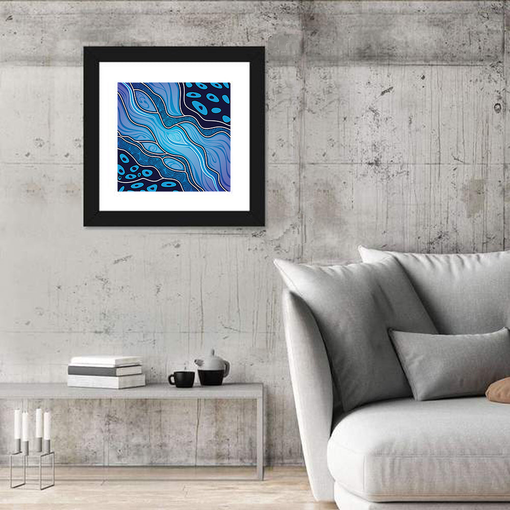 River Flow Vector Painting Wall Art in a room, square