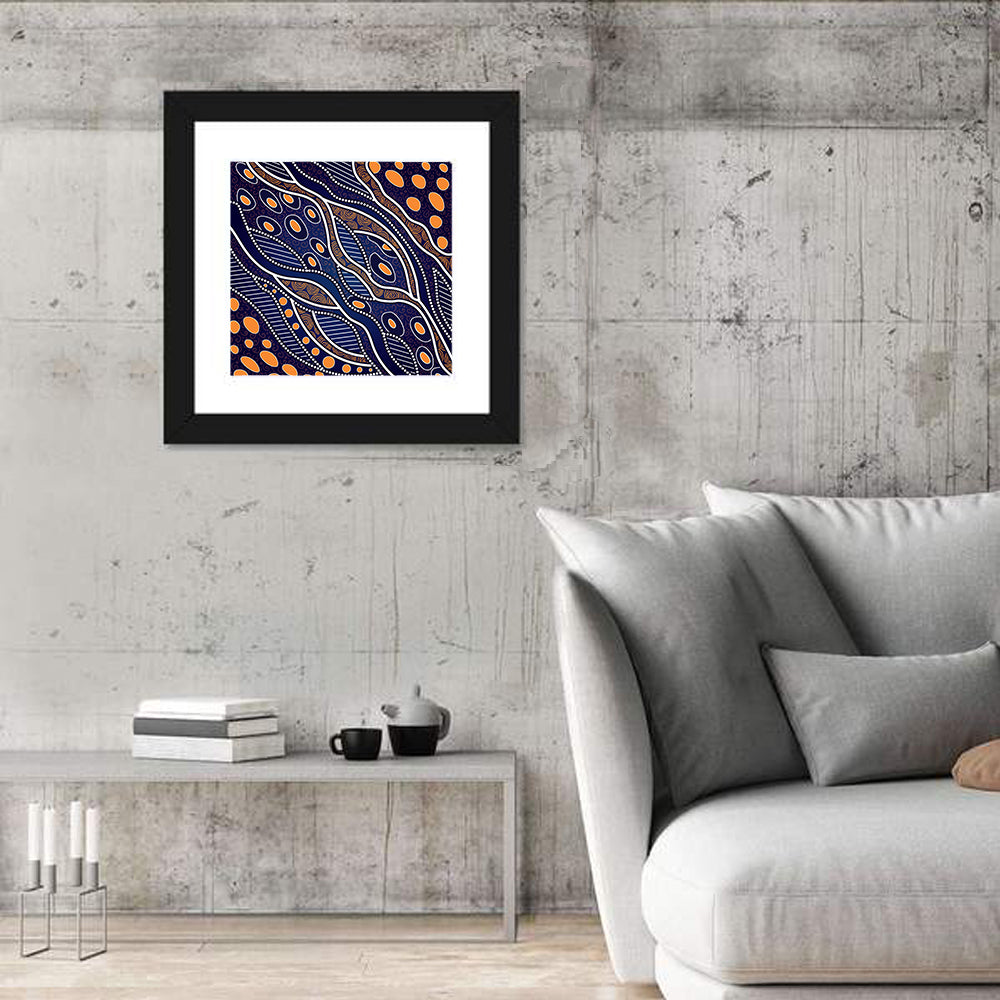 Rhythmic Dot Vector Composition Wall Art in a room, square