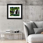 Wooden Bridge and Forest Waterfall Wall Art