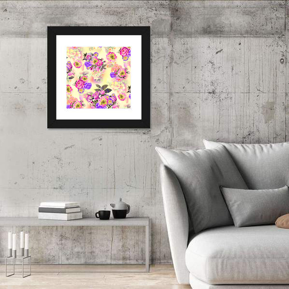 Summer Roses and Iris Pattern Wall Art