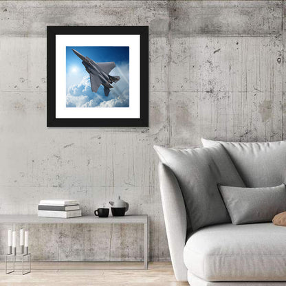 Low Angle Fighter Jet Over Sky Wall Art
