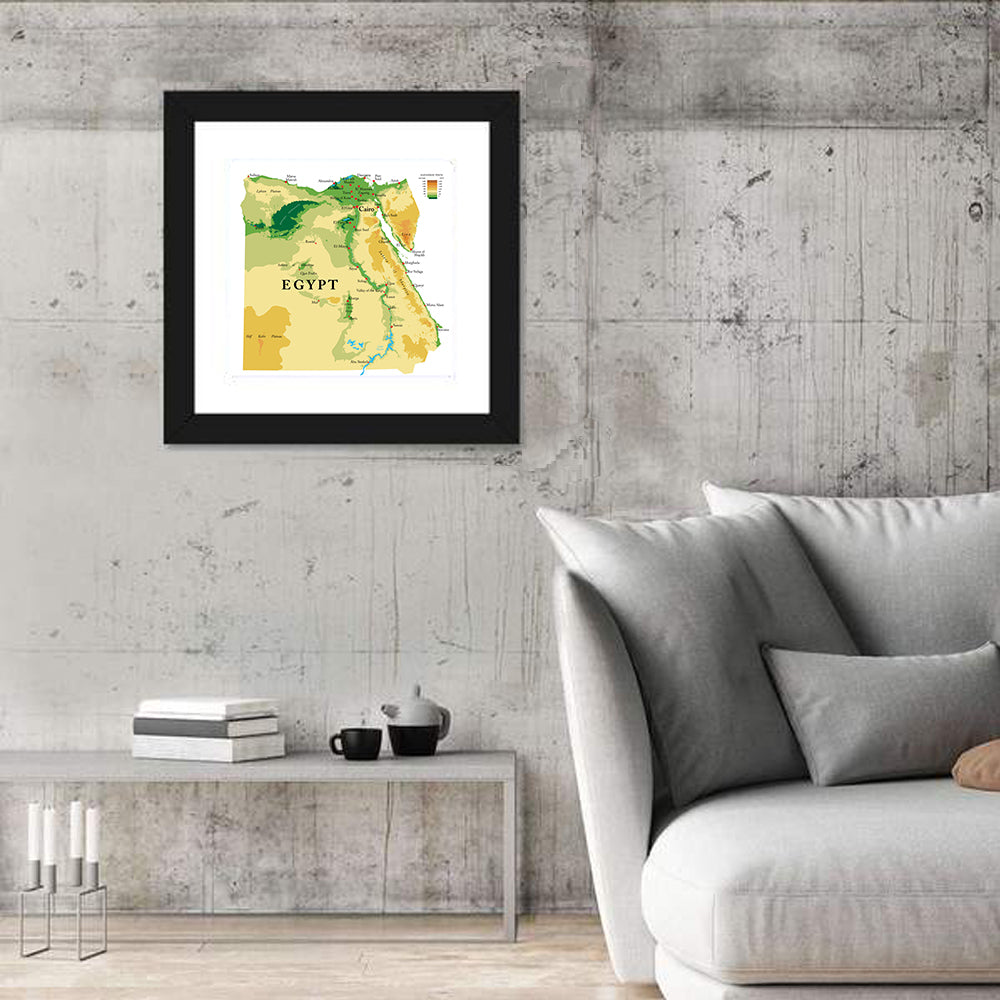Egypt Topographic Map Wall Art in a room, square