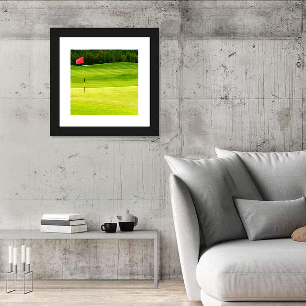 Red Golf Flag on the Green Wall Art