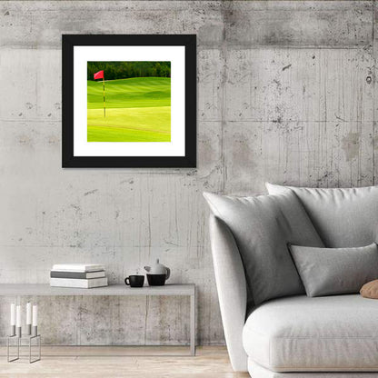 Red Golf Flag on the Green Wall Art