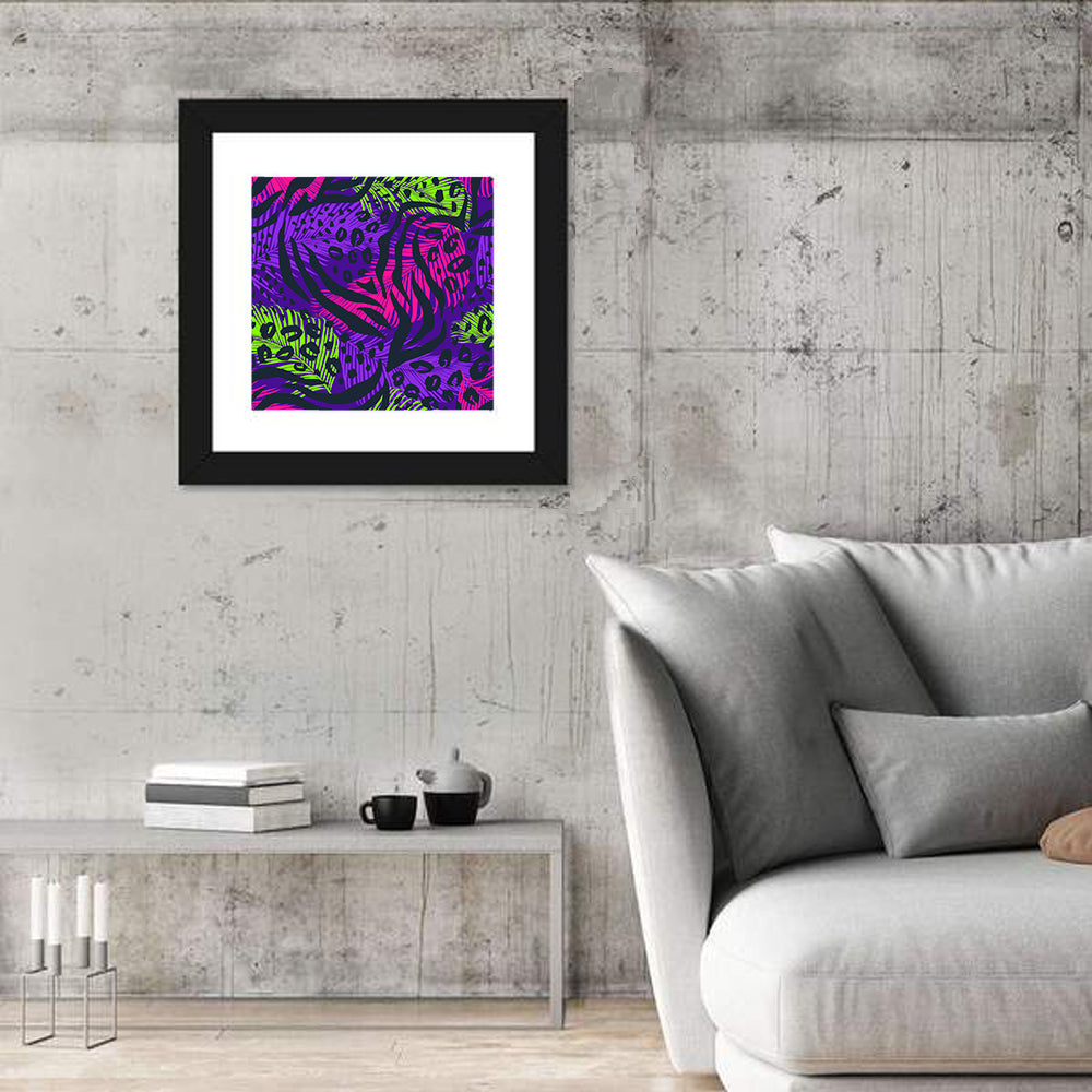Neon Tropical Leaf Pattern Wall Art
