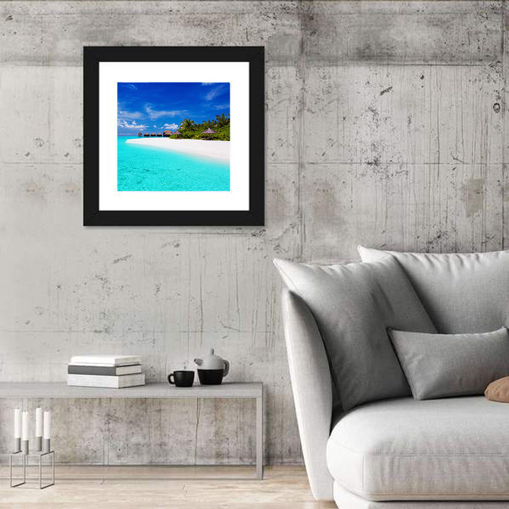 Turquoise Island with Water Bungalows Wall Art