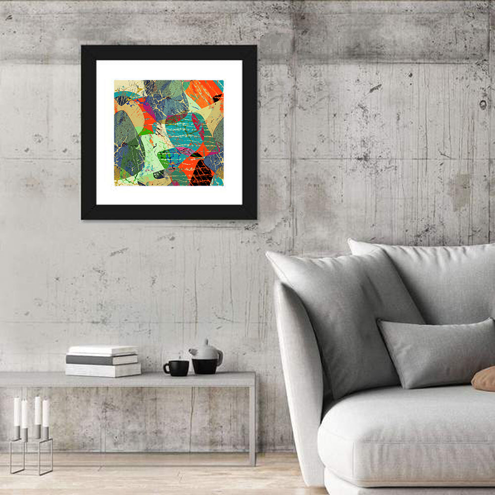 Vibrant Grunge Geometric Collage Wall Art