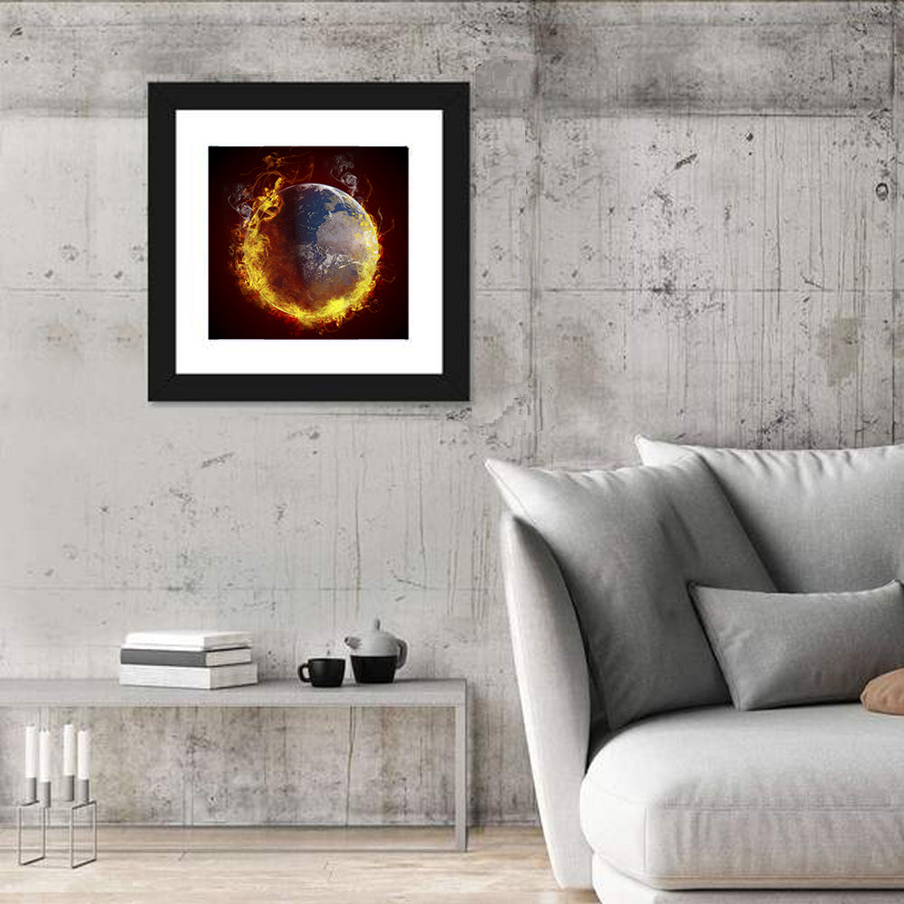 Burning Planet Earth Wall Art