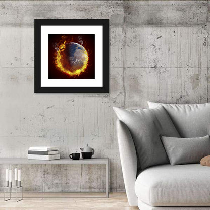 Burning Planet Earth Wall Art