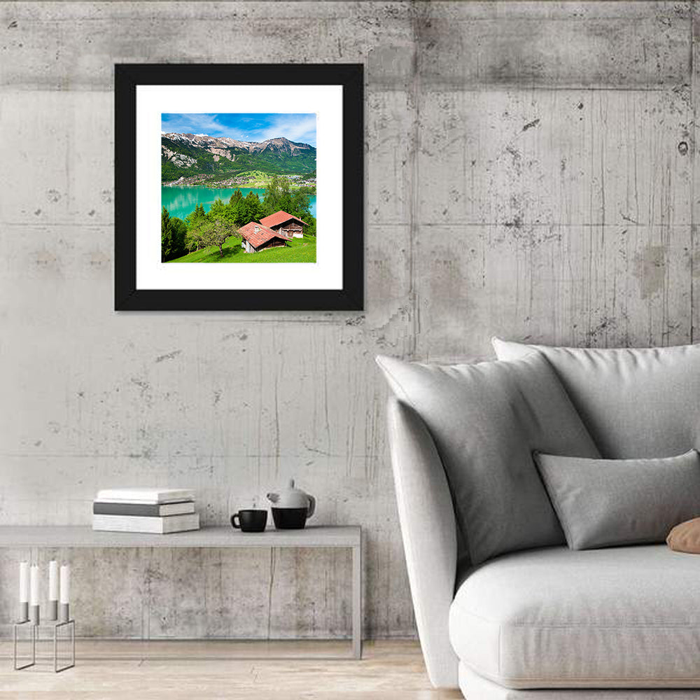 Lake Brienz with Alpine Cabins Wall Art