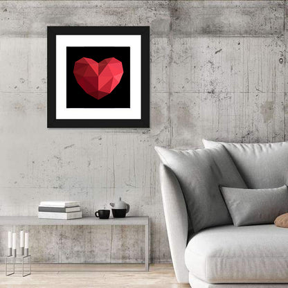 Low-poly Red Heart Wall Art