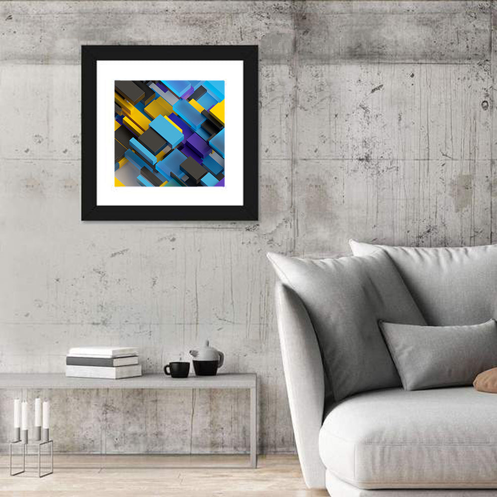 Isometric Brick Layers Wall Art in a room, square