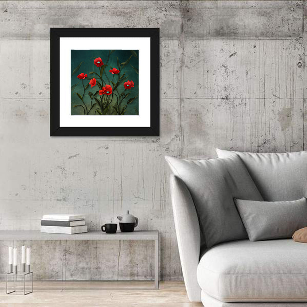 Surreal Poppies with Eyes Wall Art