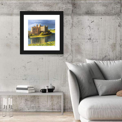 Castle Reflected Over Flower Meadow Wall Art